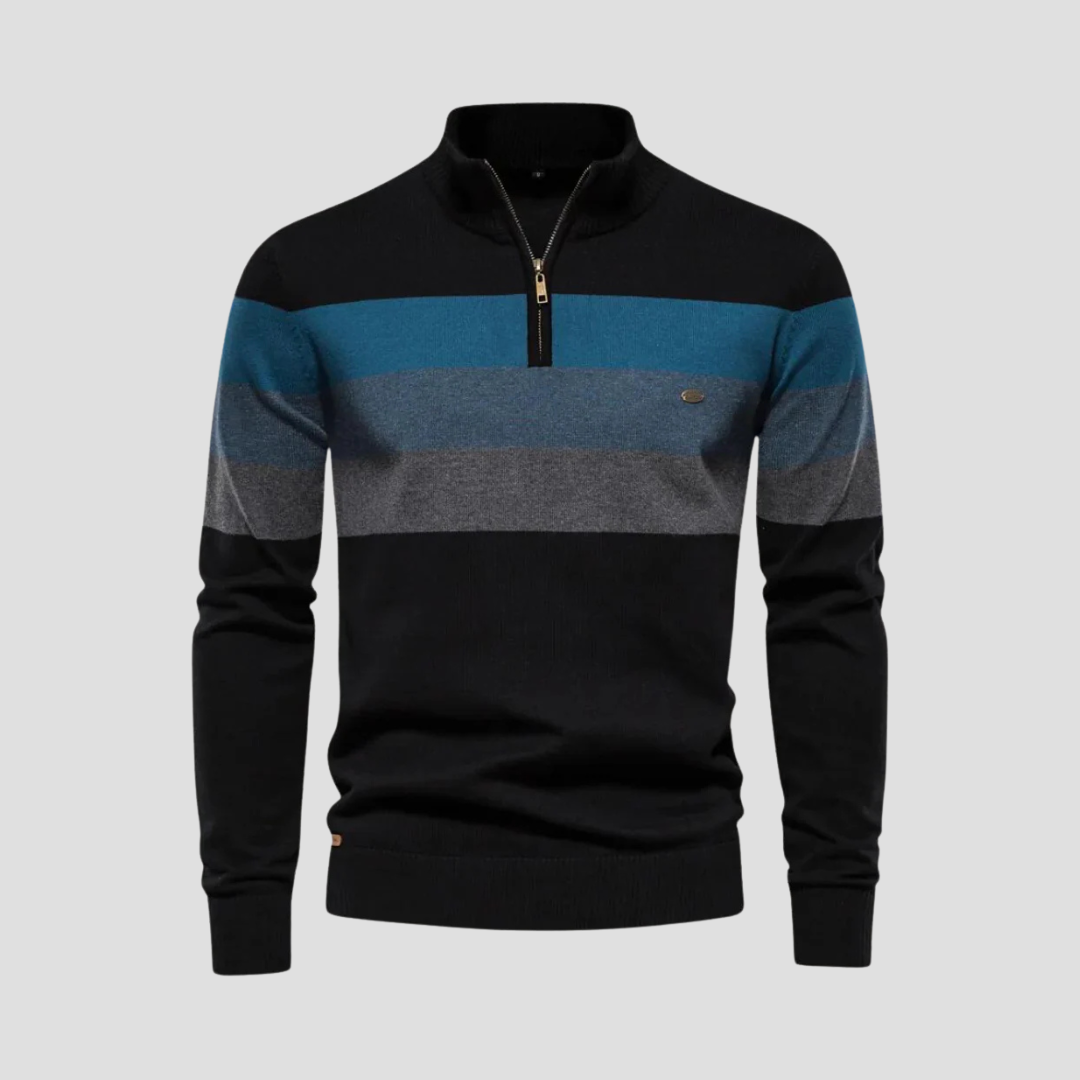 VogeLuxe | Pull rayé à col zippé pour homme 2