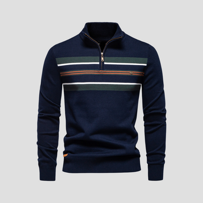 VogeLuxe | Pull rayé à col zippé pour homme 2