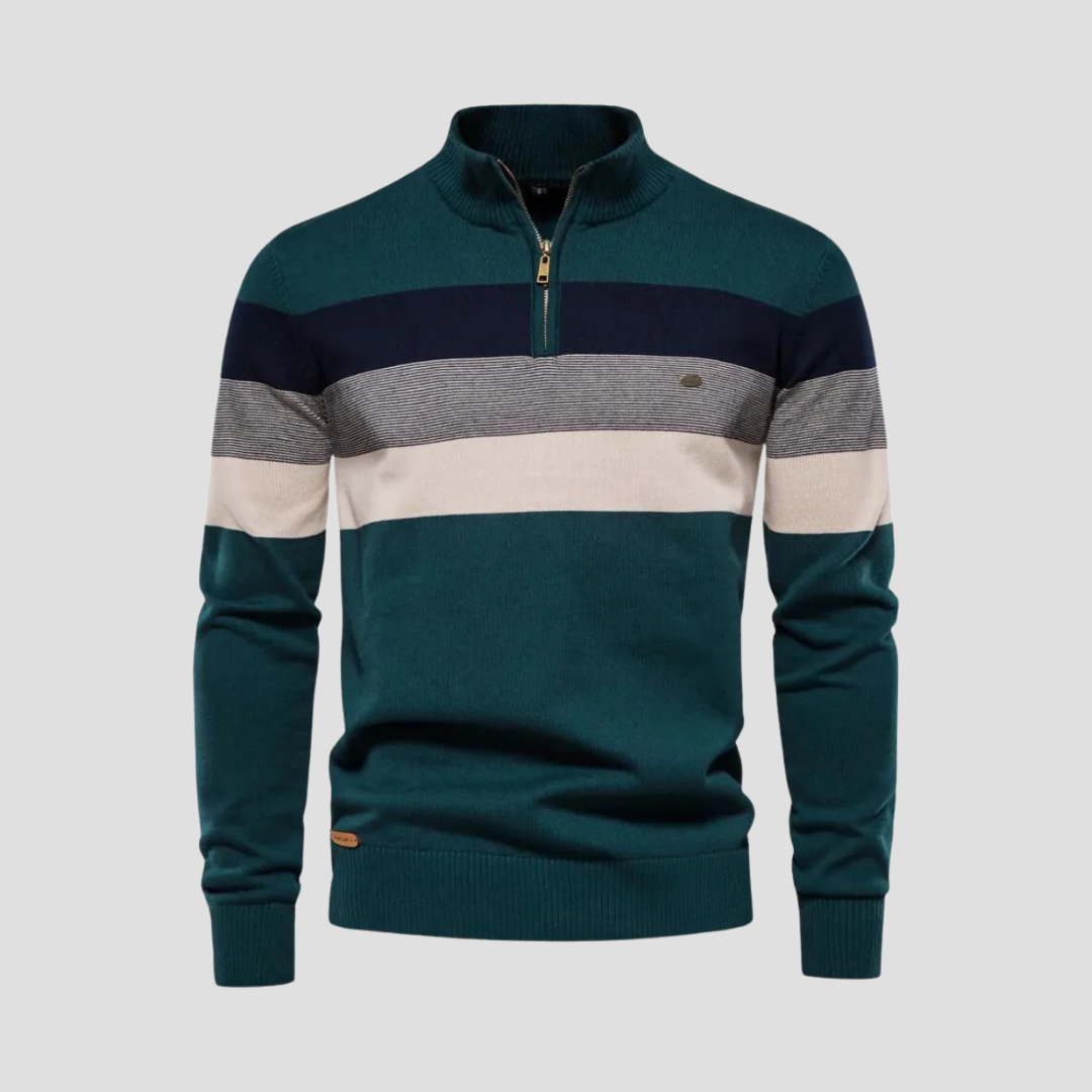 VogeLuxe | Pull rayé à col zippé pour homme 3