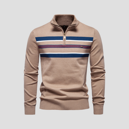 VogeLuxe | Pull rayé à col zippé pour homme 3
