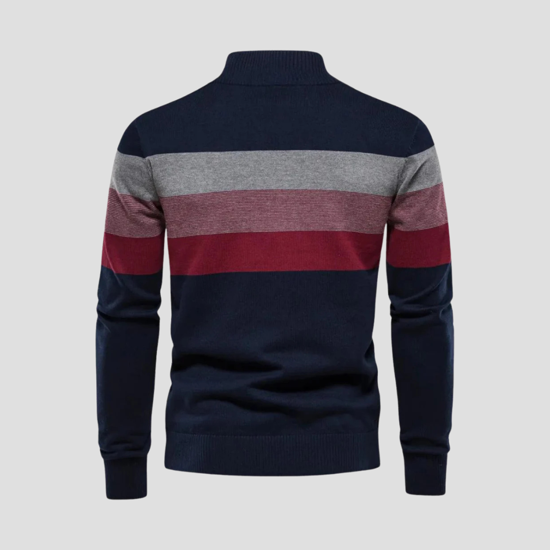 VogeLuxe | Pull rayé à col zippé pour homme 4