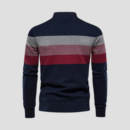 VogeLuxe | Pull rayé à col zippé pour homme 4