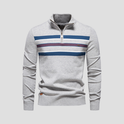 VogeLuxe | Pull rayé à col zippé pour homme 4