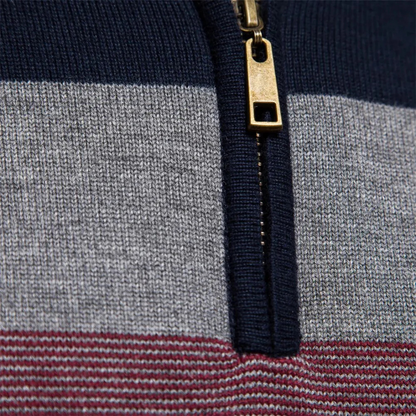 VogeLuxe | Pull rayé à col zippé pour homme 5