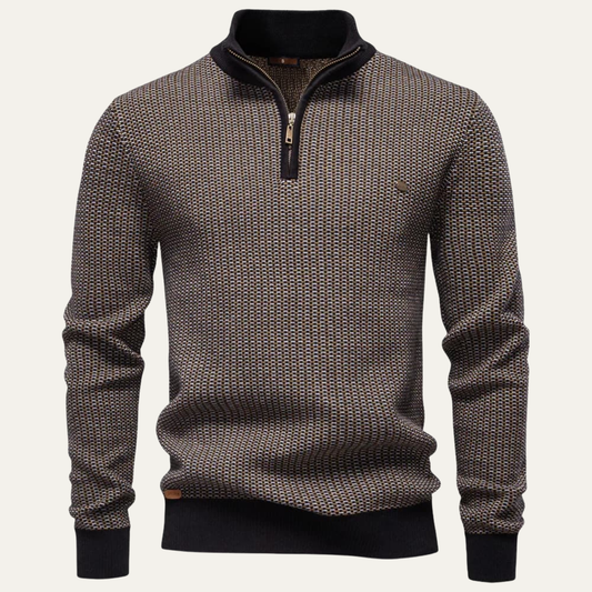 VogeLuxe | Pull texturé à col zippé pour homme 0