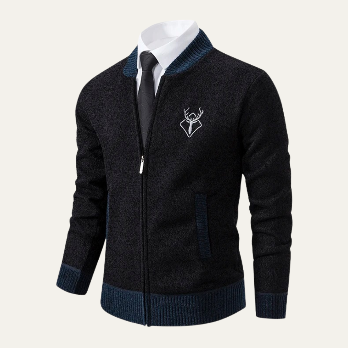 VogeLuxe | Pull zippé brodé pour homme 2