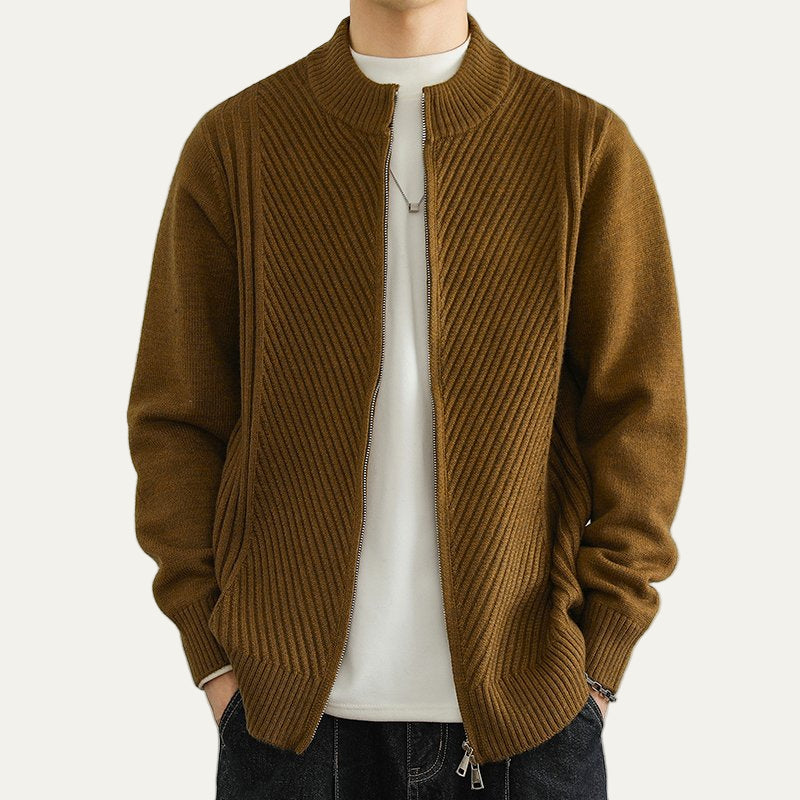 Pull en maille côtelée zippé pour homme élégant - PanierRoyale