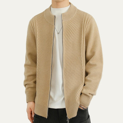 Pull en maille côtelée zippé pour homme élégant
