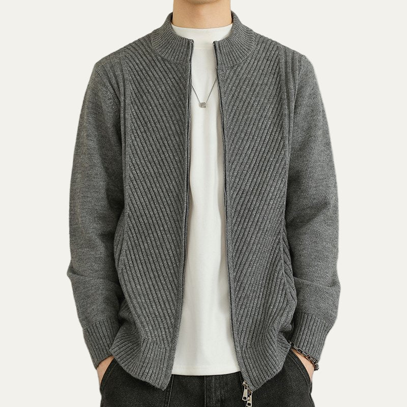 Pull en maille côtelée zippé pour homme élégant
