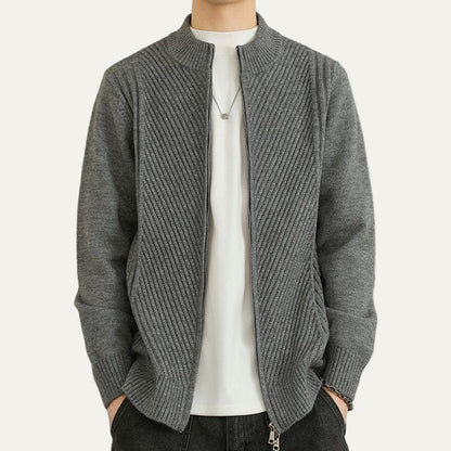 Pull en maille côtelée zippé pour homme élégant