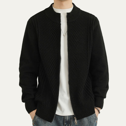 Pull en maille côtelée zippé pour homme élégant