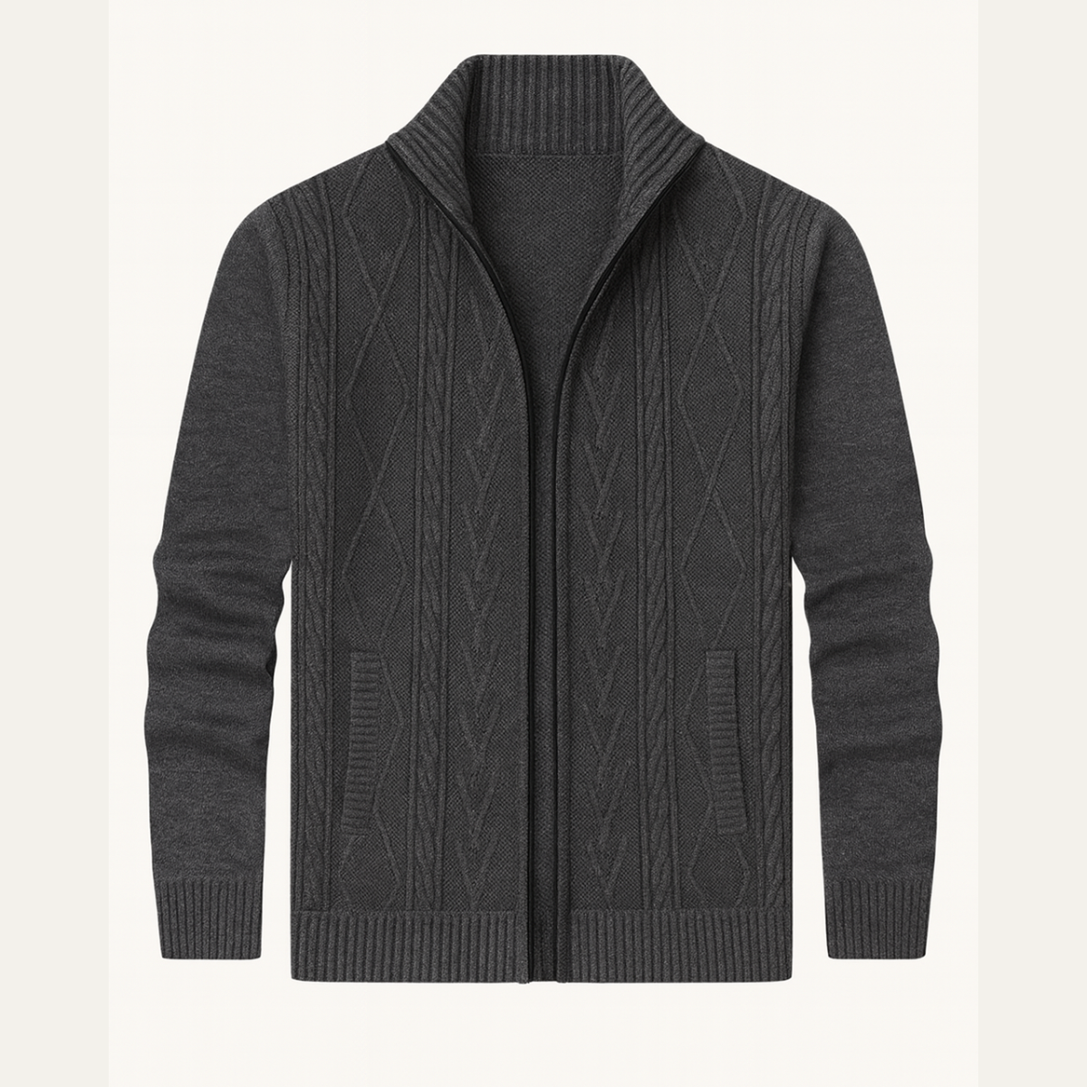 VogeLuxe | Pull zippé en maille torsadée pour homme 1