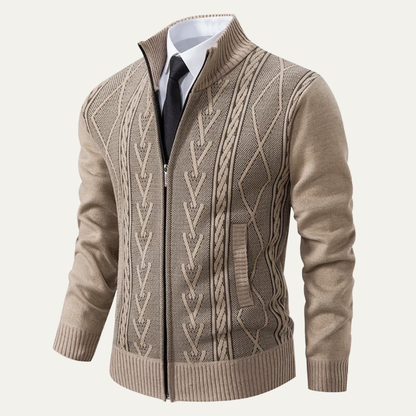 VogeLuxe | Pull zippé en maille torsadée pour homme 3