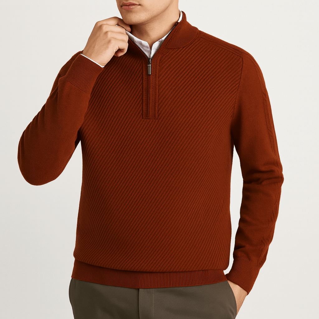 VogeLuxe | Pull zippé vintage en laine pour homme 3