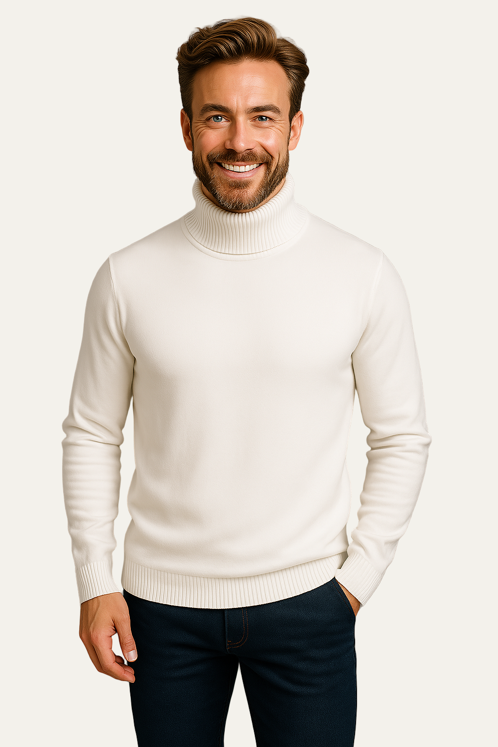 VogeLuxe | Pulls à col roulé côtelés classiques pour hommes 4
