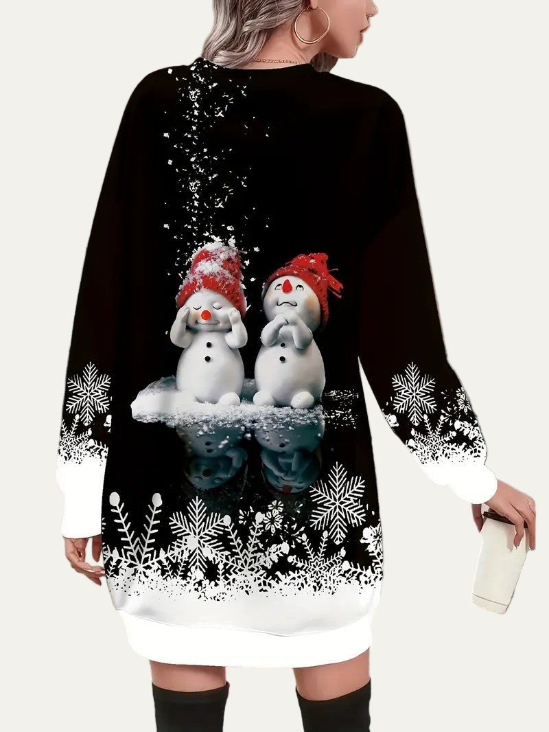 VogeLuxe | Robe pull de Noël à motif bonhomme de neige pour femme 1