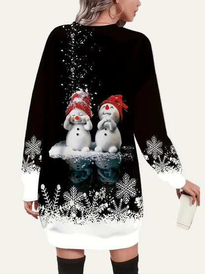 VogeLuxe | Robe pull de Noël à motif bonhomme de neige pour femme 1