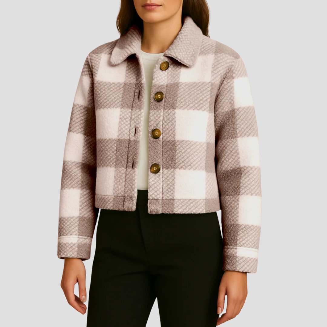 Chemisier femme carreau courte manches boutonné