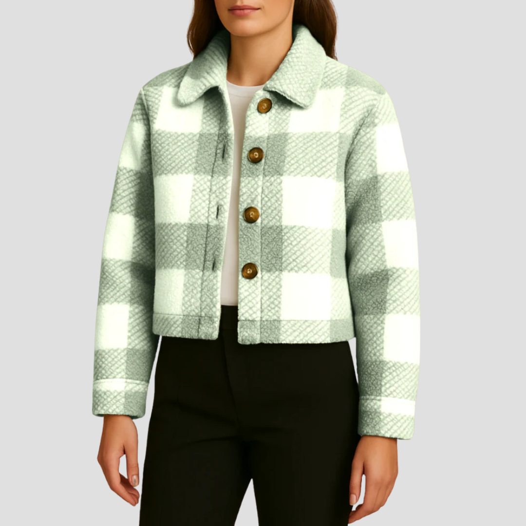 Chemisier femme carreau courte manches boutonné