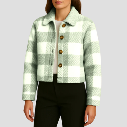 Chemisier femme carreau courte manches boutonné