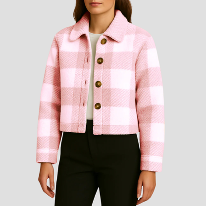 Chemisier femme carreau courte manches boutonné