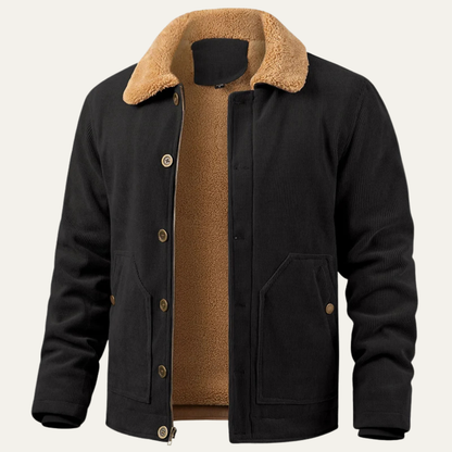 Chemise en velours côtelé homme avec col en faux fur doux