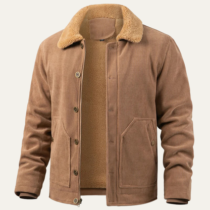 Chemise en velours côtelé homme avec col en faux fur doux