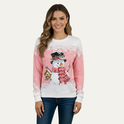VogeLuxe | Sweat-shirt à col rond festif bonhomme de neige pour femme 0