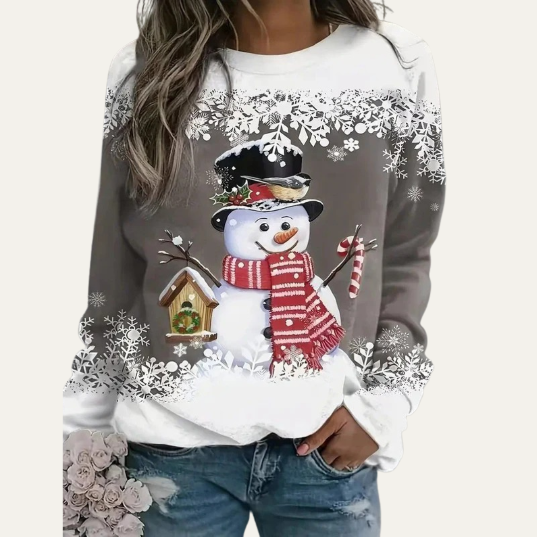 VogeLuxe | Sweat-shirt à col rond festif bonhomme de neige pour femme 10
