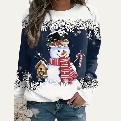 VogeLuxe | Sweat-shirt à col rond festif bonhomme de neige pour femme 3