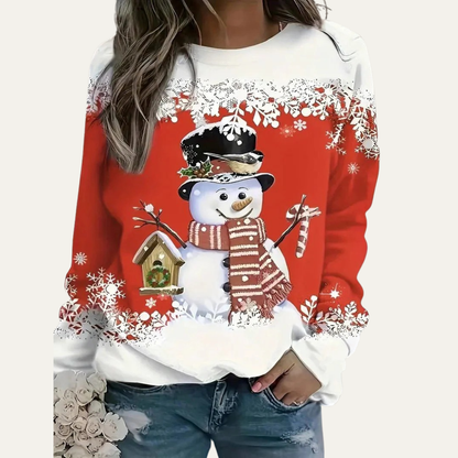 VogeLuxe | Sweat-shirt à col rond festif bonhomme de neige pour femme 4