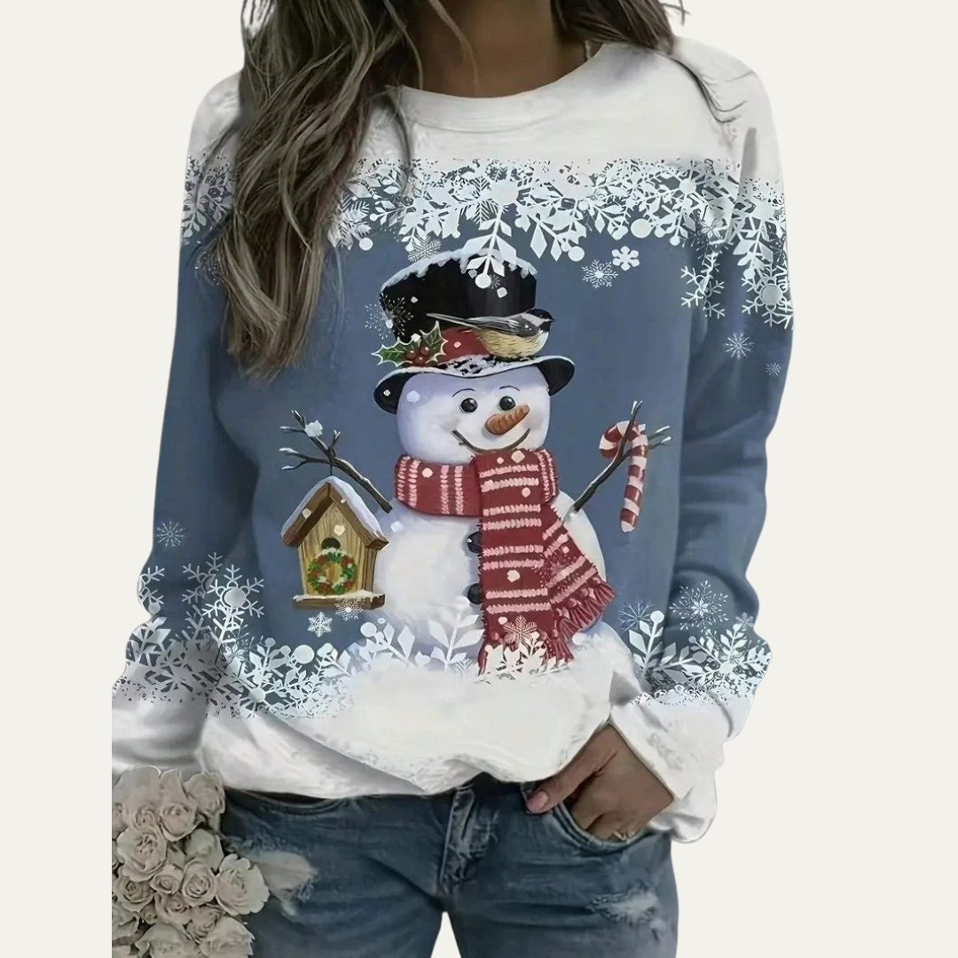 VogeLuxe | Sweat-shirt à col rond festif bonhomme de neige pour femme 5