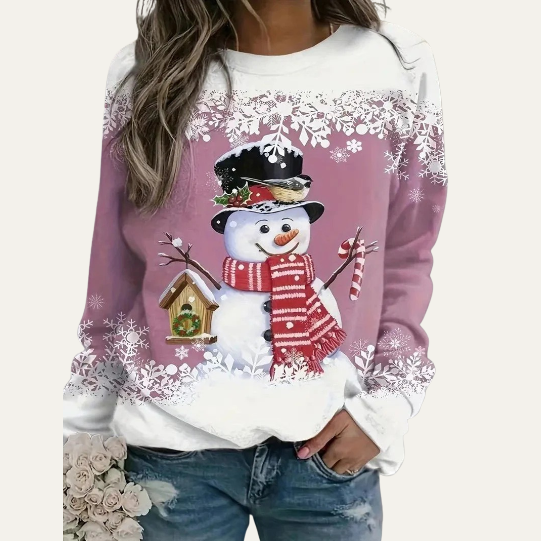 VogeLuxe | Sweat-shirt à col rond festif bonhomme de neige pour femme 6