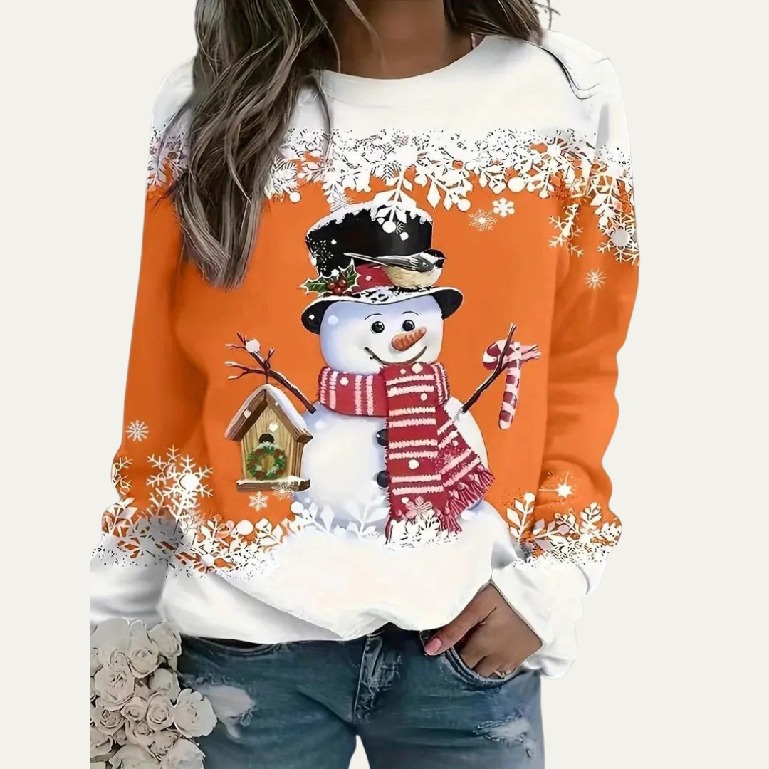 VogeLuxe | Sweat-shirt à col rond festif bonhomme de neige pour femme 7