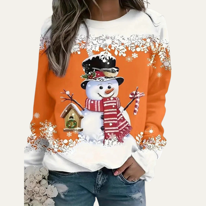 VogeLuxe | Sweat-shirt à col rond festif bonhomme de neige pour femme 7
