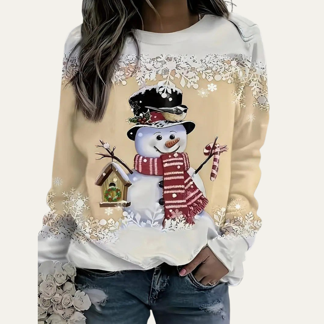 VogeLuxe | Sweat-shirt à col rond festif bonhomme de neige pour femme 8