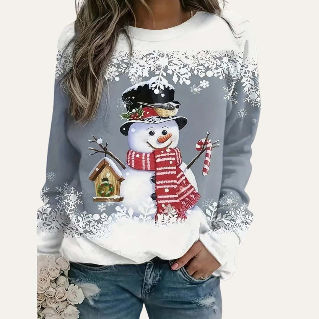 VogeLuxe | Sweat-shirt à col rond festif bonhomme de neige pour femme 9