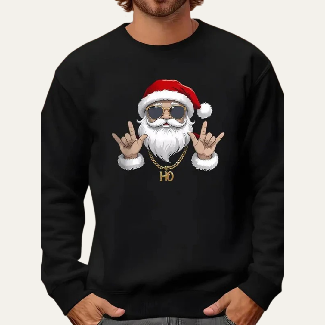 VogeLuxe | Sweat-shirt de Noël Rock On Santa pour homme 0
