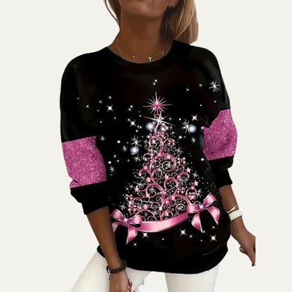Pull Noël Femme avec Imprimé Arbre de Noël - PanierRoyale