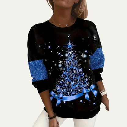 Pull Noël Femme avec Imprimé Arbre de Noël