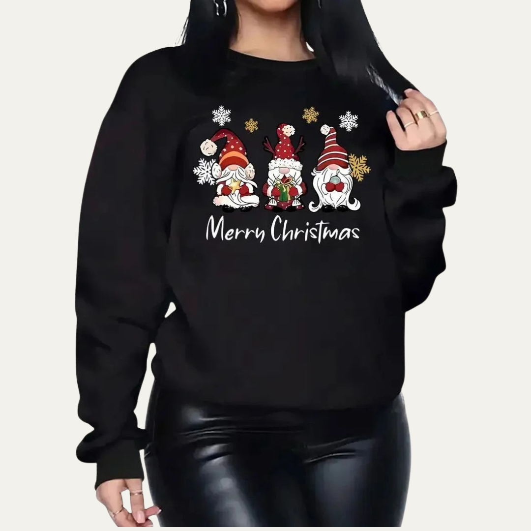 VogeLuxe | Sweat-shirt graphique pour femme avec motif gnome de Noël 2