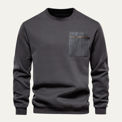 VogeLuxe | Sweat-shirt homme à col rond avec poche zippée 11