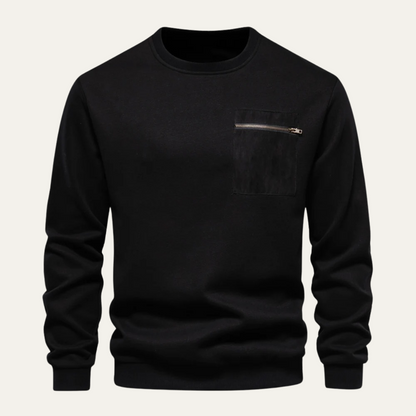 VogeLuxe | Sweat-shirt homme à col rond avec poche zippée 9