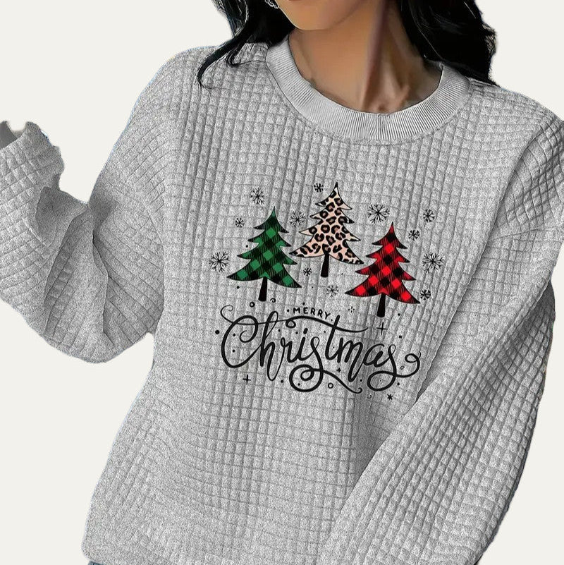 VogeLuxe | Sweat-shirt matelassé pour femme avec motif sapin de Noël 7