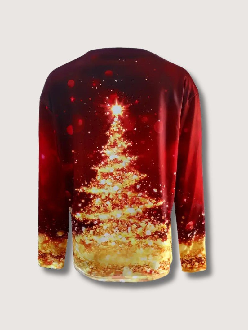 VogeLuxe | Sweat-shirt raglan pour femme avec sapin de Noël doré 3