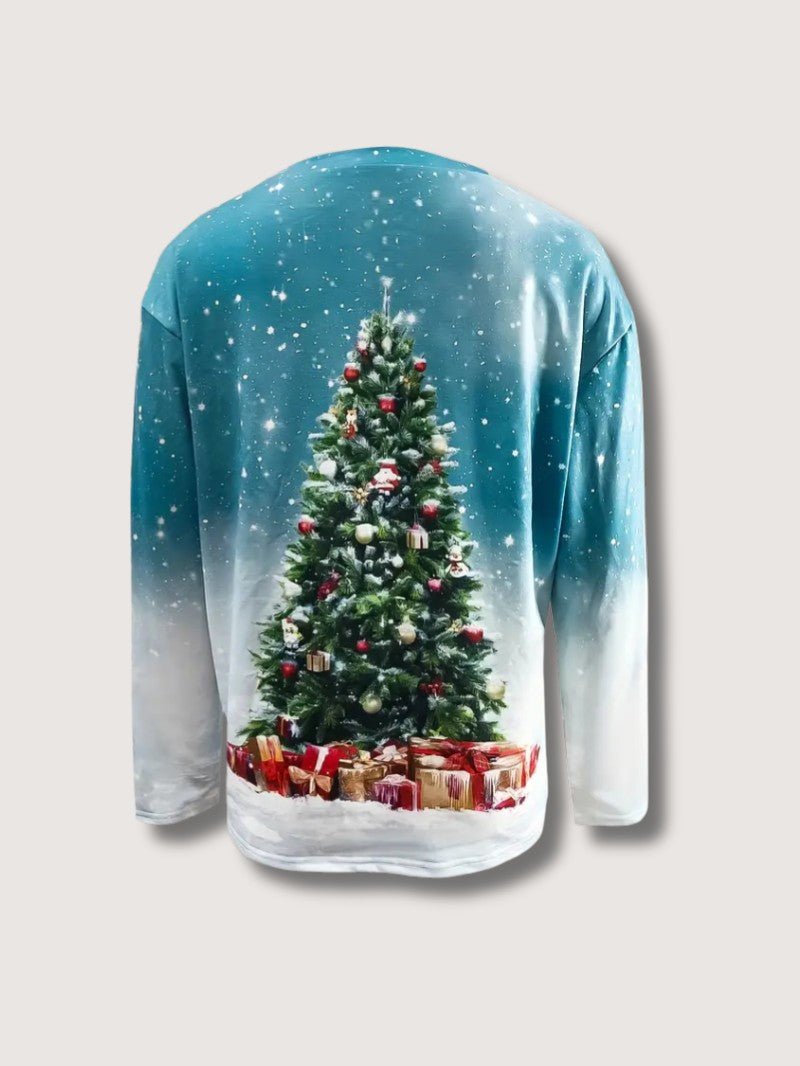 VogeLuxe | Sweat-shirt raglan pour femme avec sapin de Noël doré 5