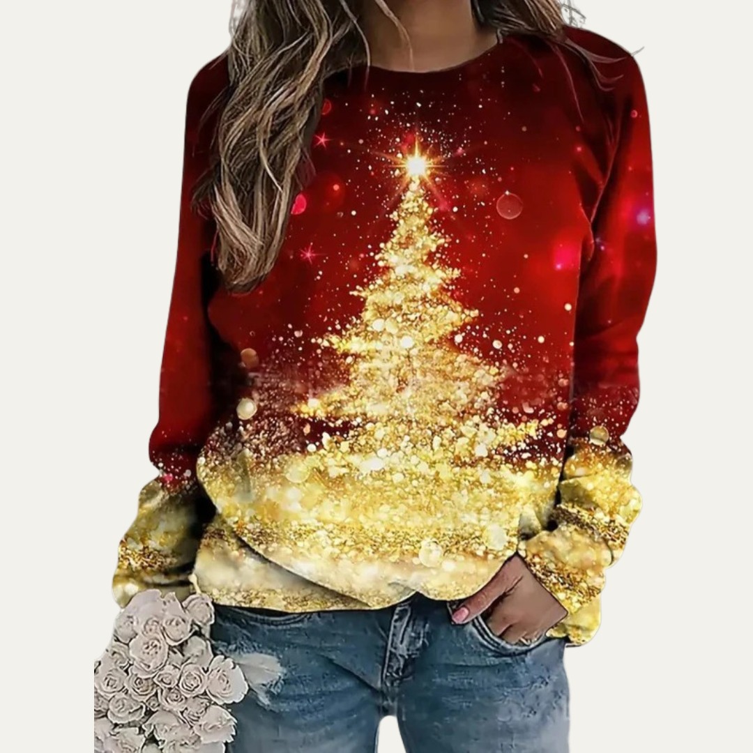 Sweat-shirt femme à manches raglan Noël décontracté