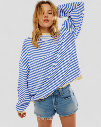 VogeLuxe | Sweat-shirt rayé oversize pour femme 0