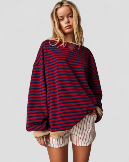 Sweat-shirt femme rayé décontracté