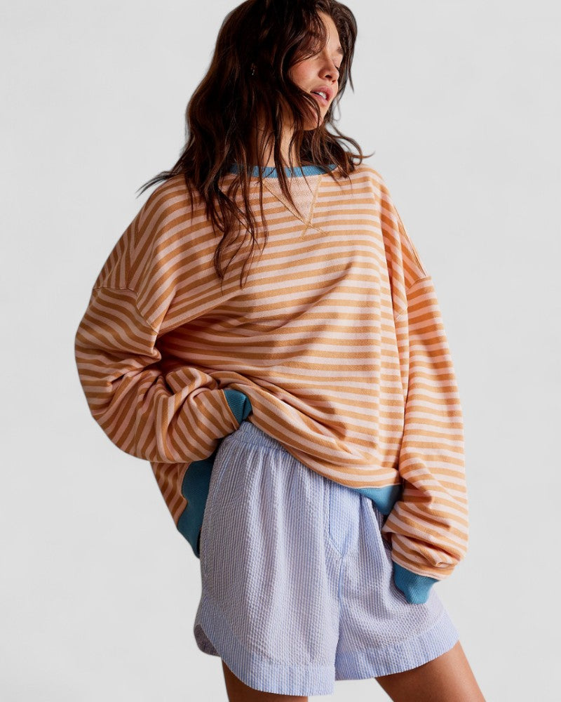VogeLuxe | Sweat-shirt rayé oversize pour femme 3